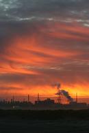 06-1914 A Fiery Sunset over the Industrial Landscape of Teesside, North East Coast of England